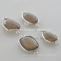 Wholesale Supplier Natural Smoky Quartz Gemstone 925 Silver Bezel Connector